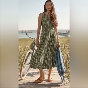 J.Jill Polka Dot Sleeveless Green Dress